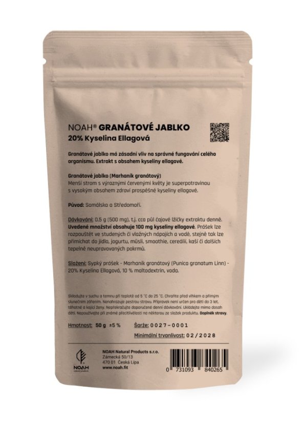 Granátové jablko 20% kyselina ellagová prášek 50 g