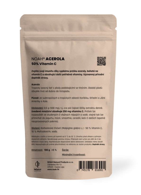 Acerola 50% vitamín C prášek 100 g